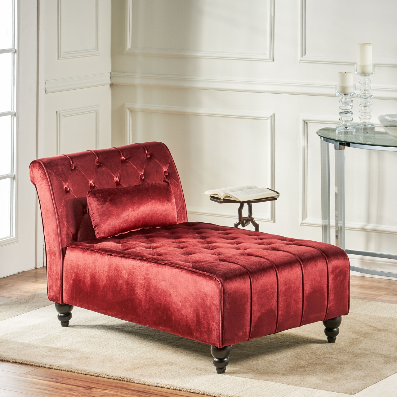 Gdf studio rafaela tufted new velvet chaise lounge deals